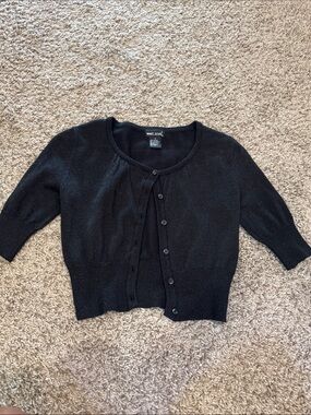 Wet Seal Black Sparkle Short-Sleeve Cardigan